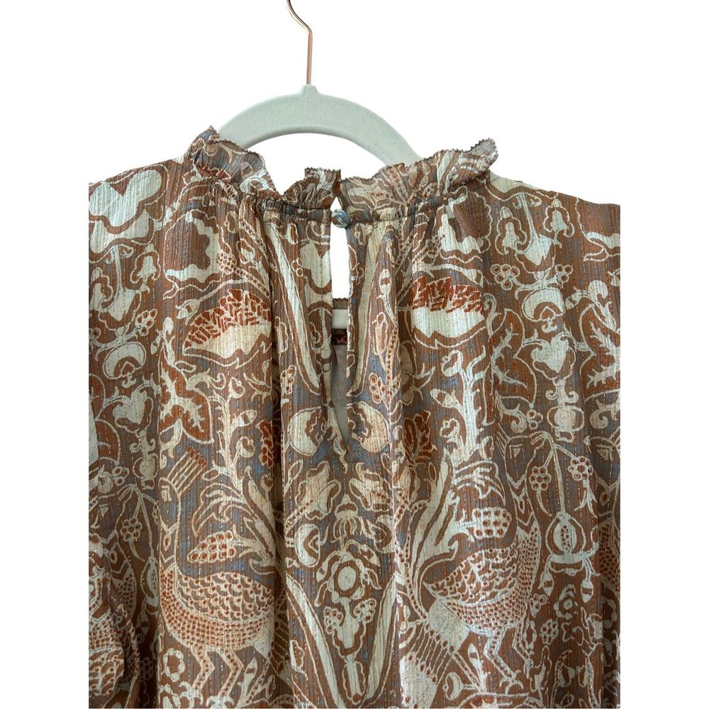 Ulla Johnson Maja Dropped Waist Cotton-Blend Mini Dress Women’s Brown Size 14 - Picture 7 of 10